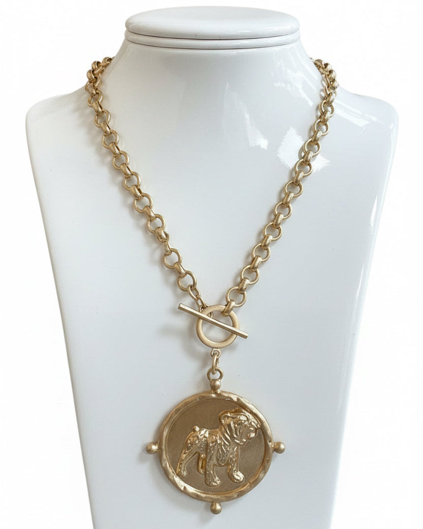 Gold Bulldog Chain Necklace