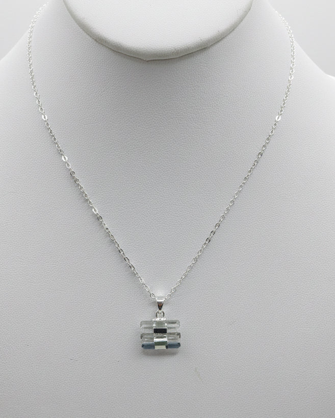 Trio Linear Pendant CZ Necklace