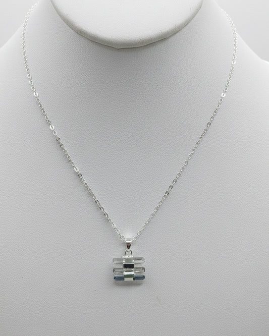 Trio Linear Pendant CZ Necklace
