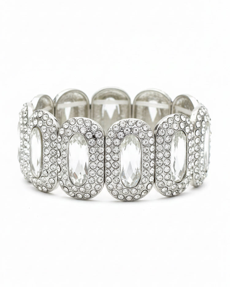 Dazzling Oval Crystal Statement Stretch Bracelet