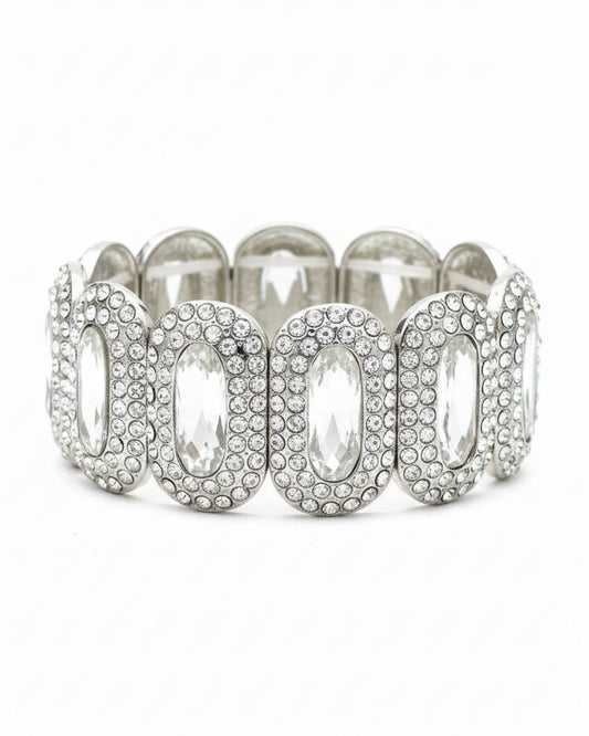 Dazzling Oval Crystal Statement Stretch Bracelet