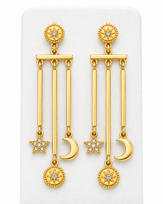 Midnight Galaxy Tiered Drop Earrings