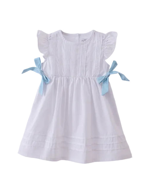 Blue Bow Ruffle Dress
