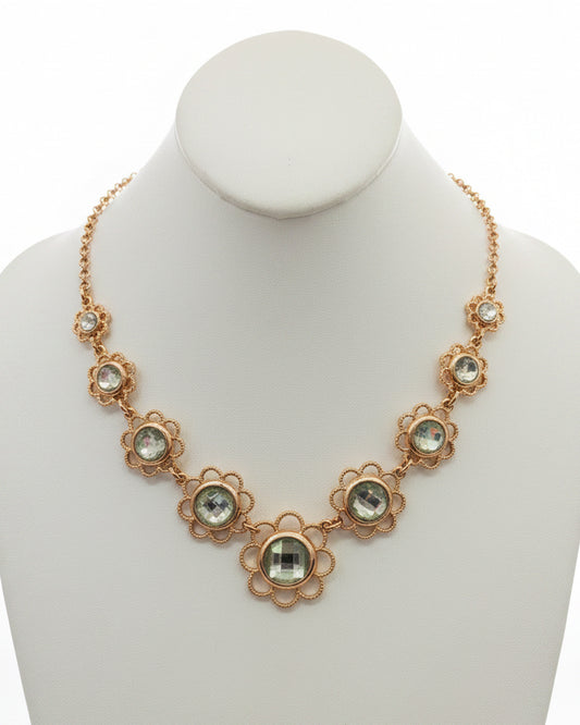 Scalloped Floral Filigree Collar Necklace