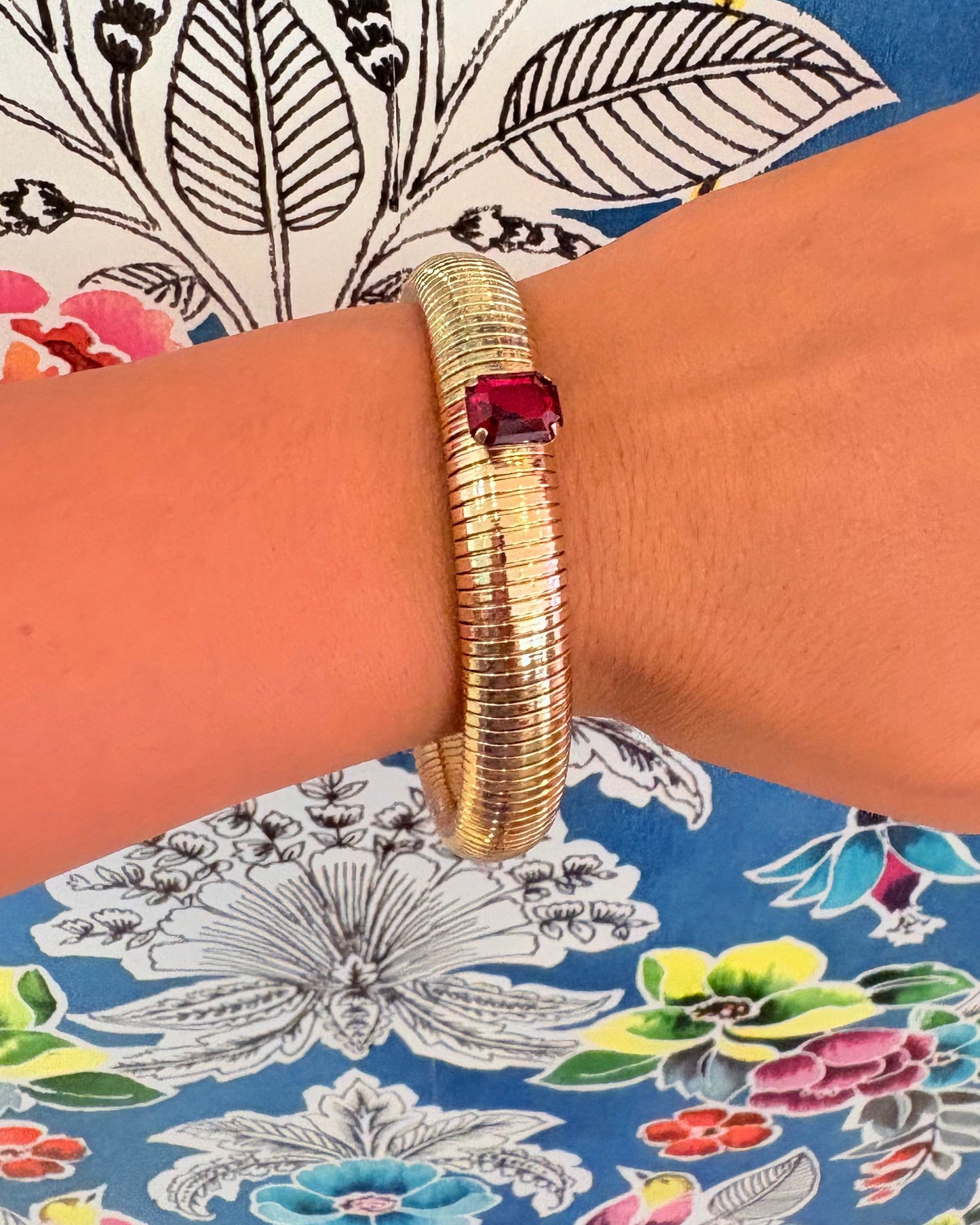 Vintage Tubogas Gold-Tone Gem Bracelet