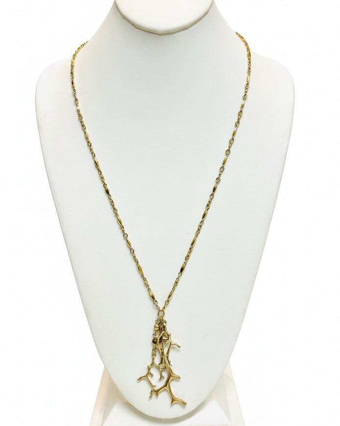 Organic Sculptural Branch Cluster Pendant Necklace