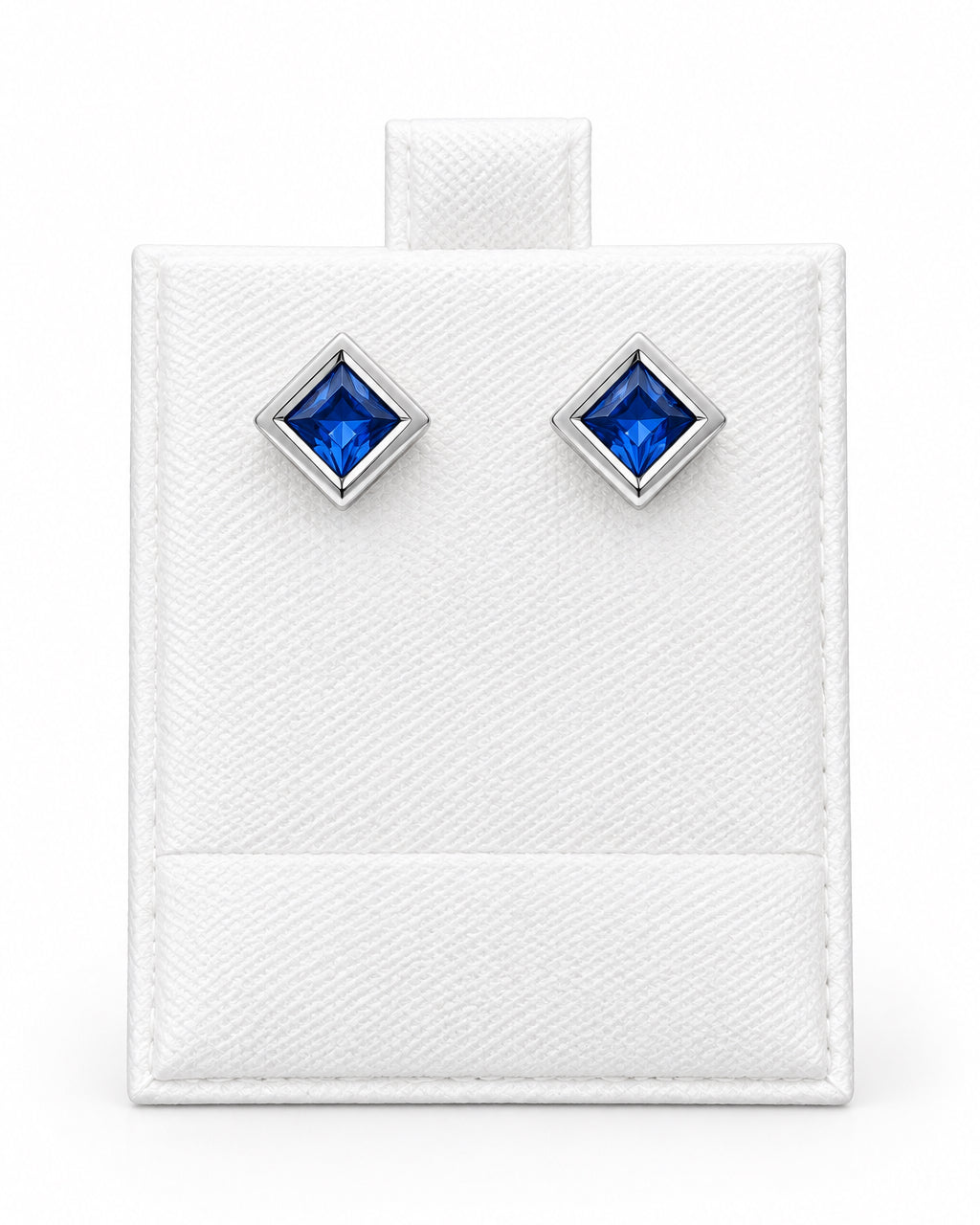 Riviera Princess Cut Blue Studs