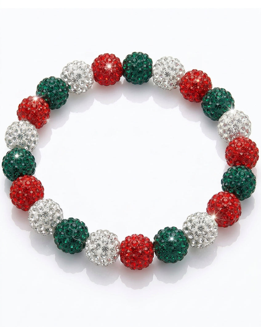 Holiday Sparkle Rhinestone Disco Ball Stretch Bracelet