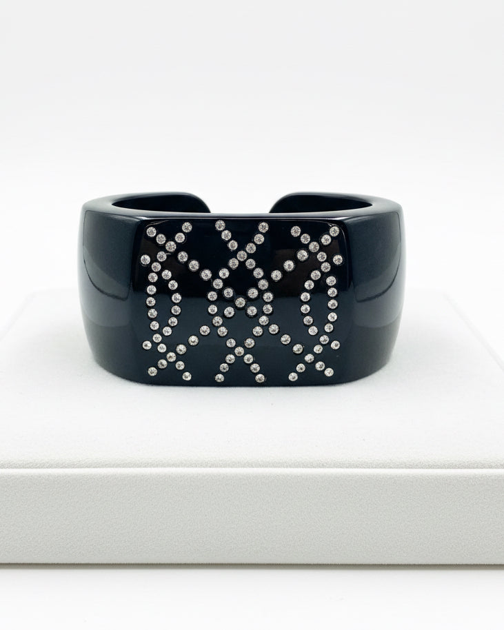 Vintage Vintage Midnight Glamour Rhinestone Lattice Statement Cuff