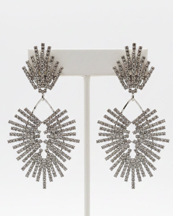 Vintage Dramatic Rhinestone Starburst Drop Earrings