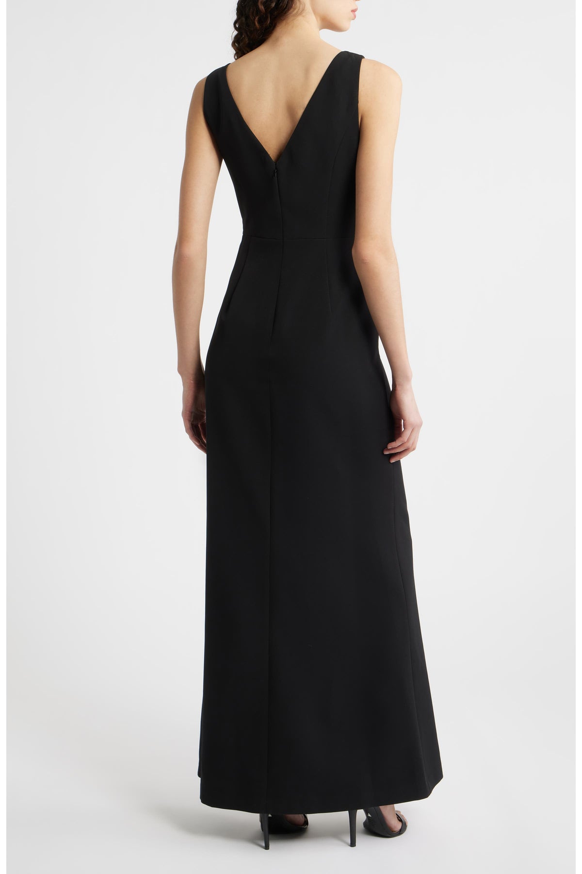 Eliza J Cascade Ruffle Sleeveless Gown