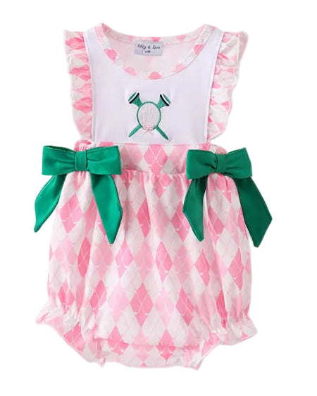 Green Golf Embroidery Ruffle Bubble