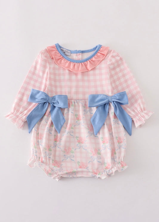 Pink Floral Ruffle Bow Bubble