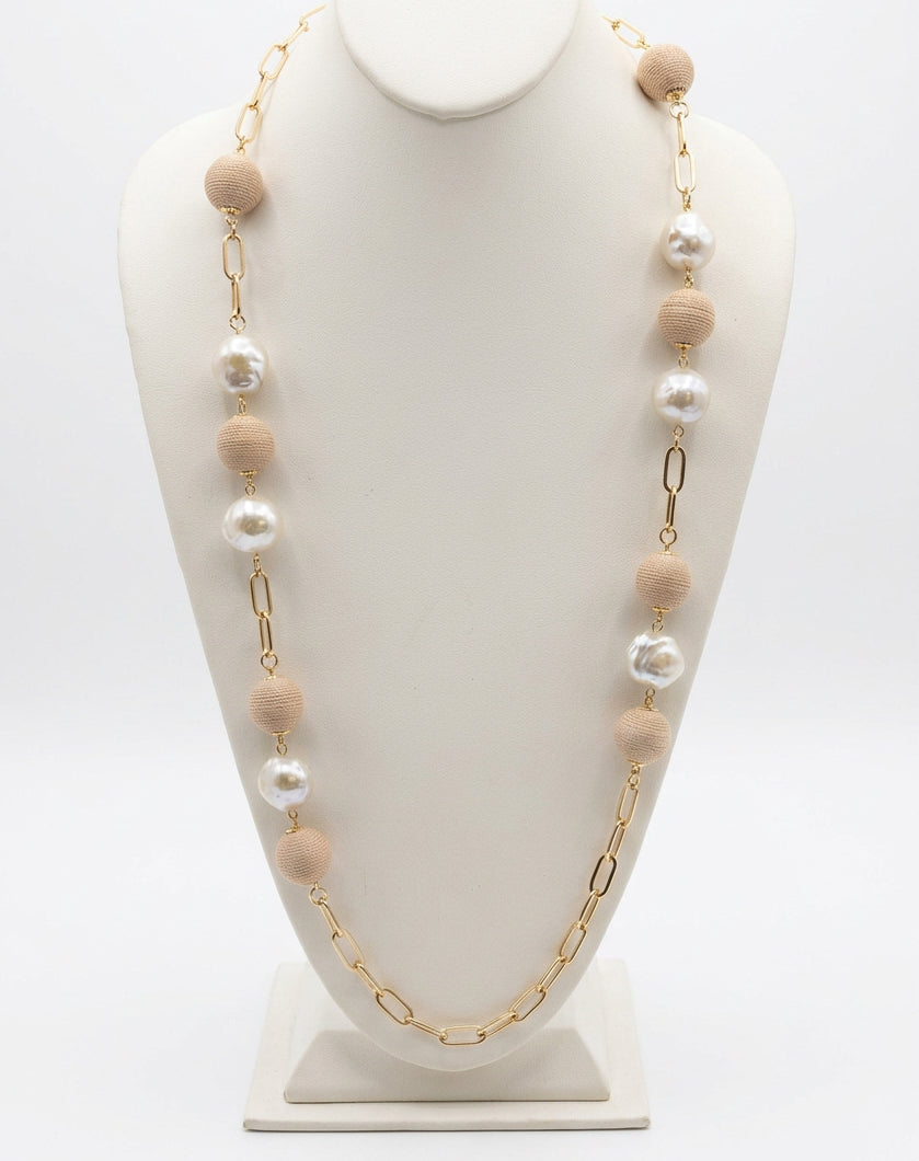 Coastal Breeze Textured Station Opera Necklace
