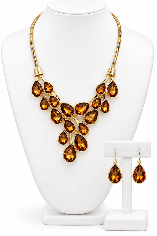 The Rhode Island Collection: Vintage Amber Crystal Cascade Set