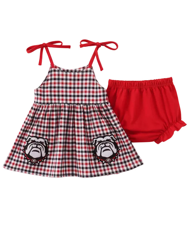 Georgia Go Dawgs Plaid Bloomer Set