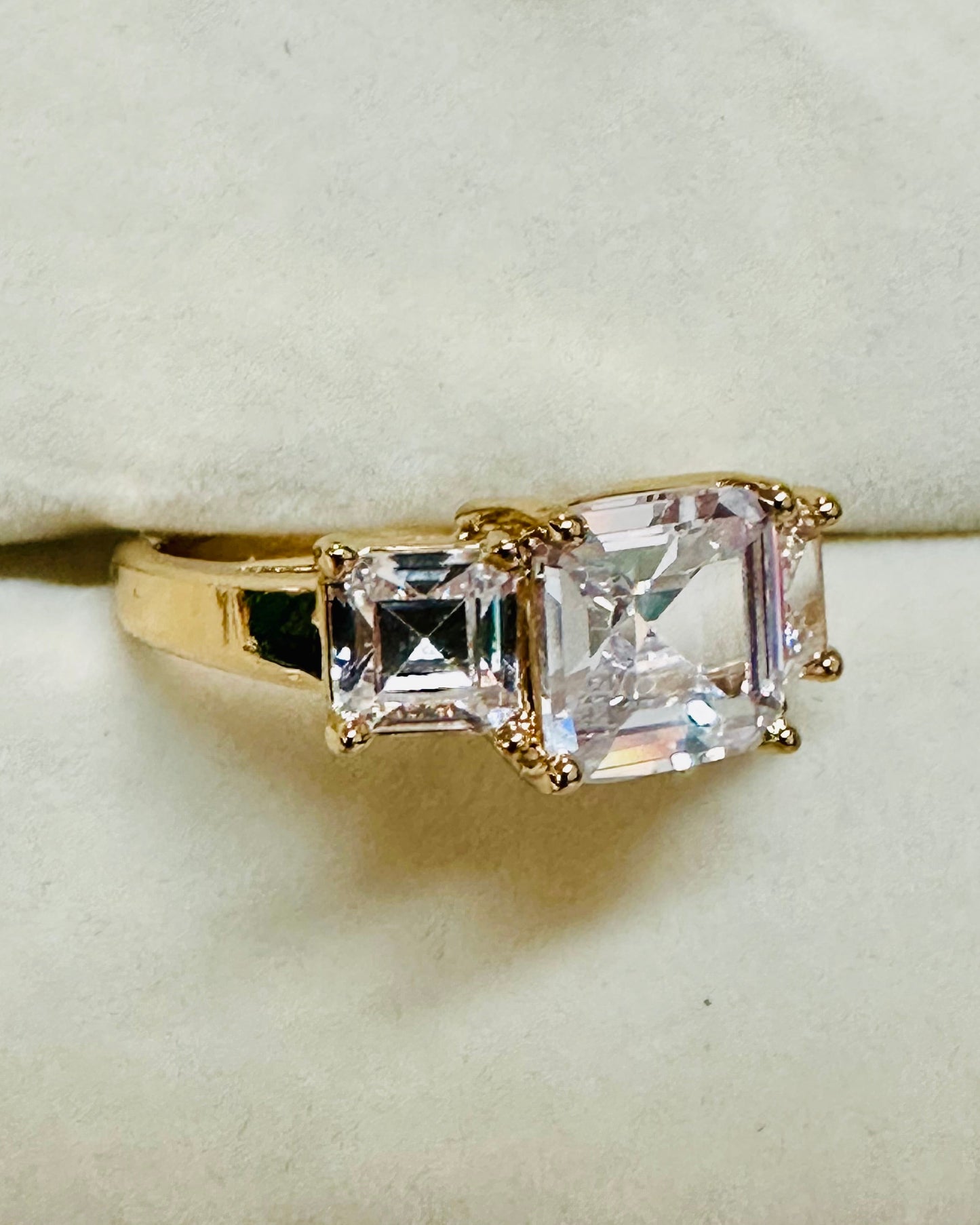 Vintage Three-Stone Asscher Cut Ring.