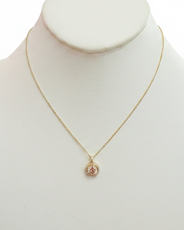 Classic Pave Crystal Halo Diamond-Simulant Necklace