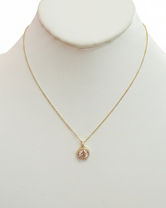 Classic Pave Crystal Halo Diamond-Simulant Necklace
