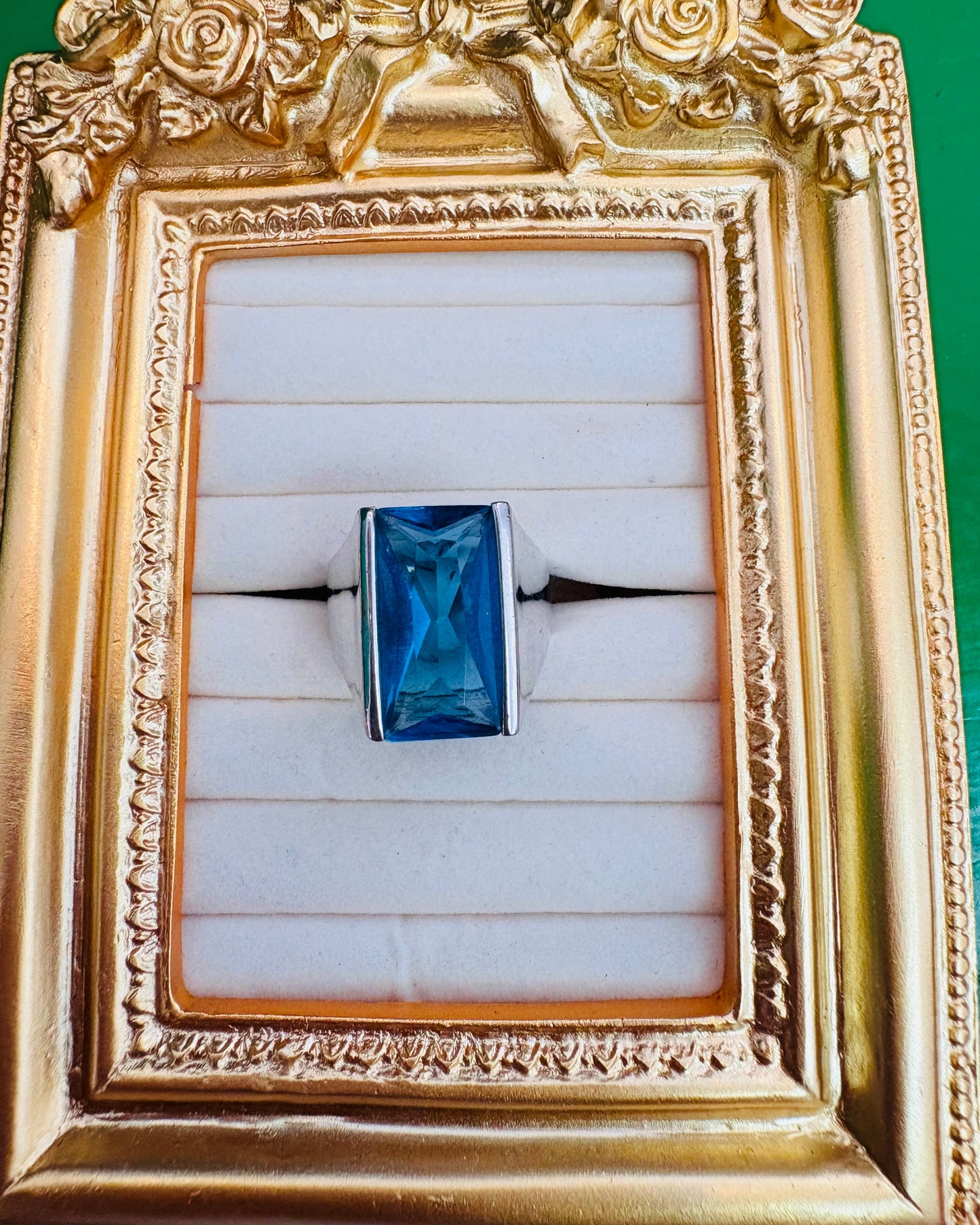 Sapphire Deco Architectural Ring