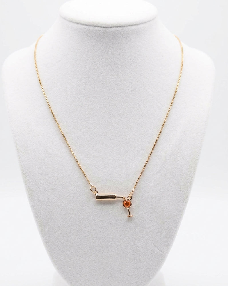 Happy Hour Wine Bottle & Glass Pendant Necklace