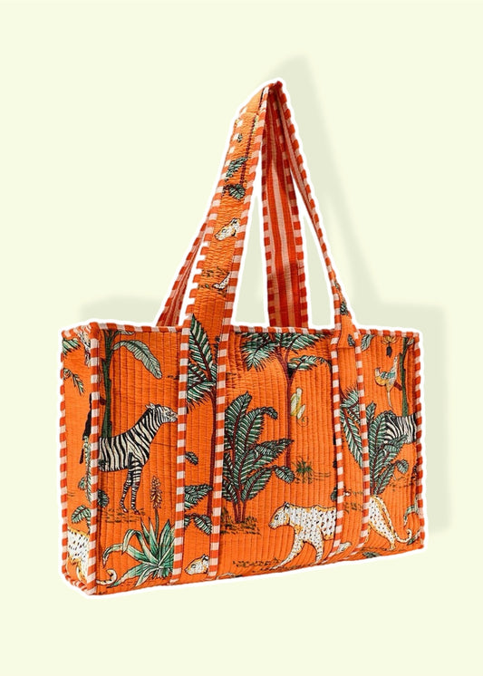 Orange Safari Cotton Tote Bag - Small & Large