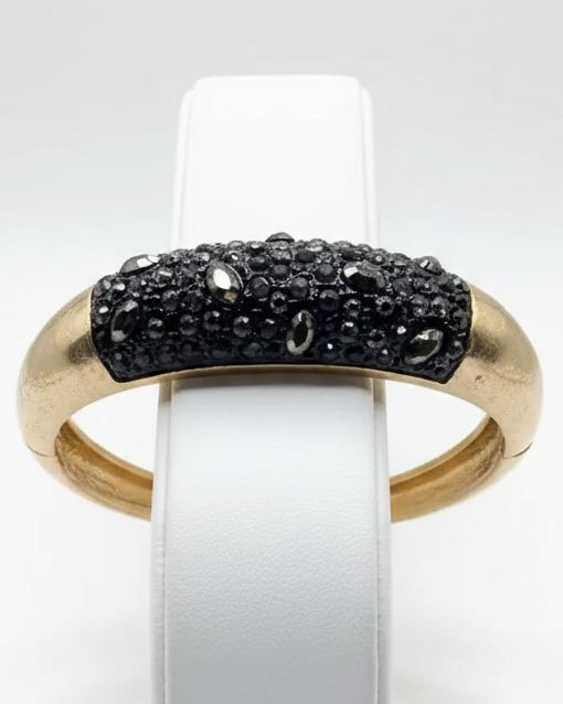 Vintage Midnight Pavé Dome Hinged Clamper Bangle