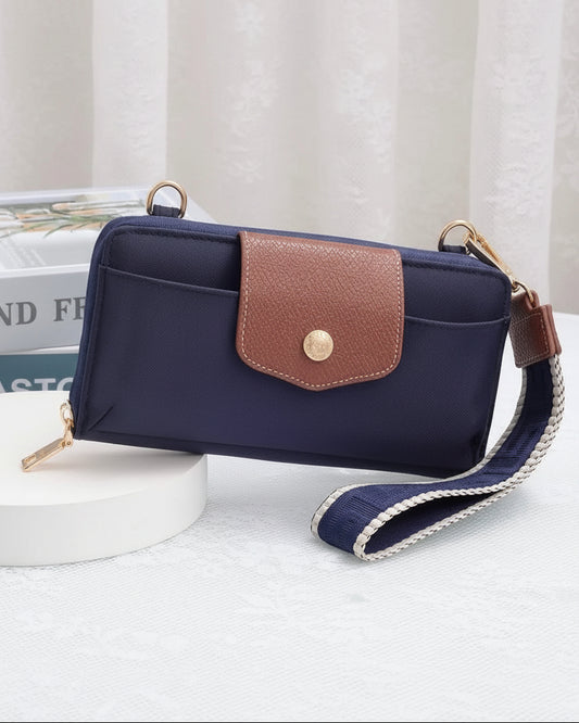 Mila Navy Smartphone Wallet Crossbody with Boho Wristlet