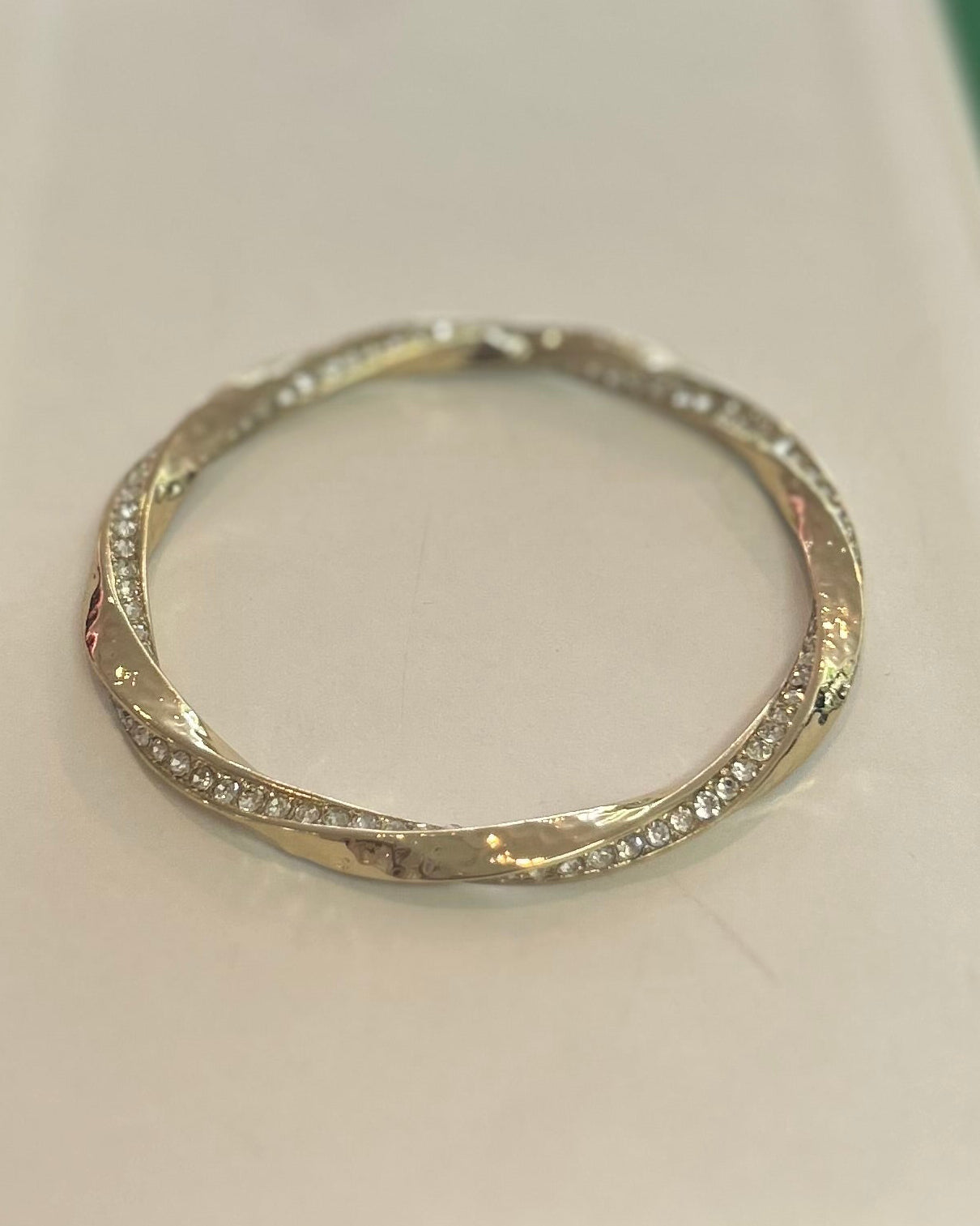 Vintage Gold-Tone Infinity Ribbon Sparkle Bangle