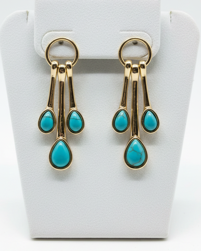 Vintage Chandelier Turquoise Earrings