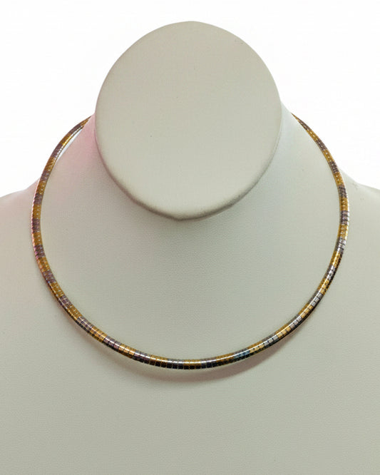 Vintage Tri-Color Omega Choker Necklace