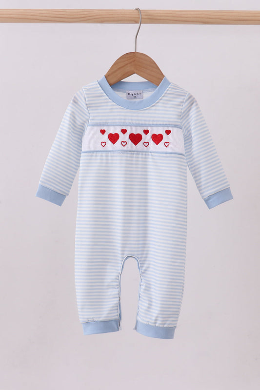Blue Heart Smocked Romper