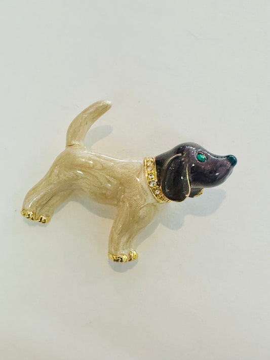 Vintage Enameled Pup Heritage Brooch