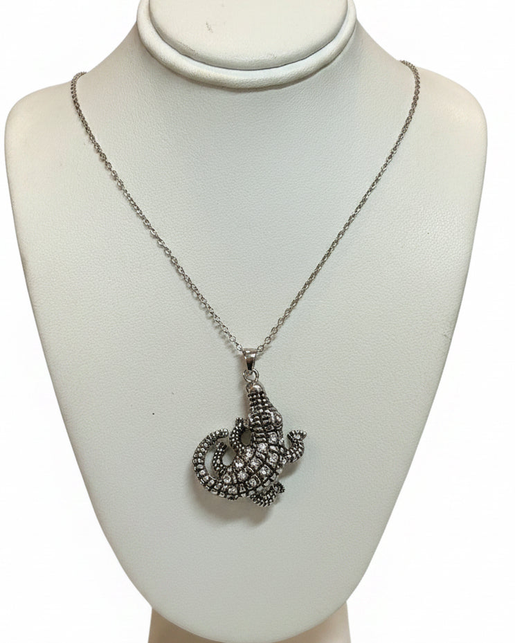 Gator Glam Rhinestone Statement Pendant Necklace