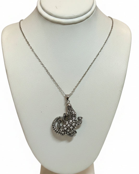 Gator Glam Rhinestone Statement Pendant Necklace