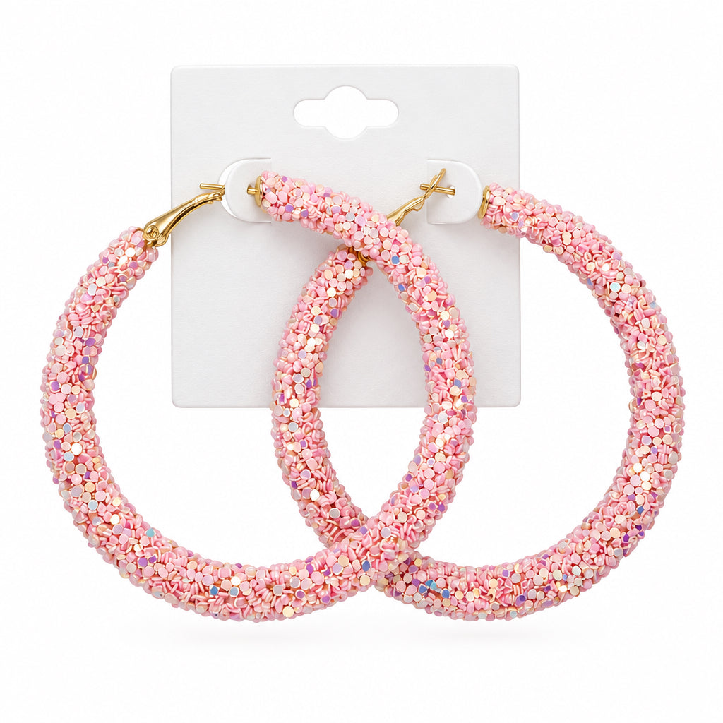 Bubblegum Shimmer Statement Hoops