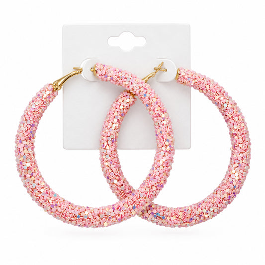 Bubblegum Shimmer Statement Hoops
