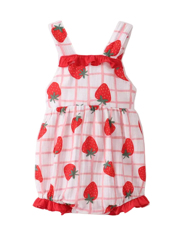 Red Strawberry Muslin Plaid Bubble