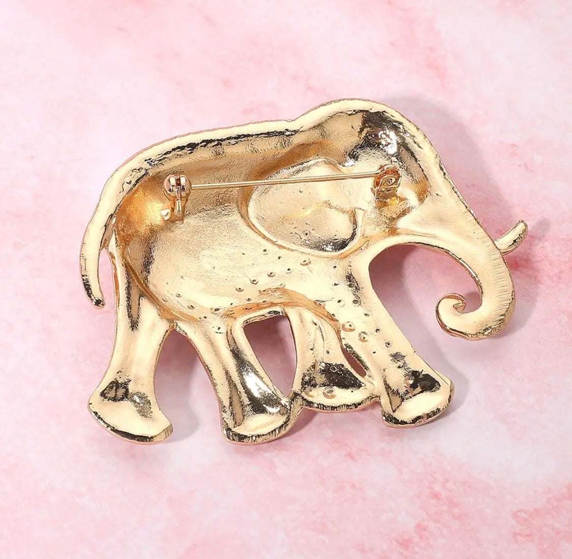 Rhinestone Embellished Elephant Brooch