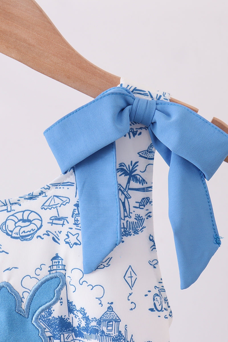 Blue Sea Turtle Ruffle Swimsuit