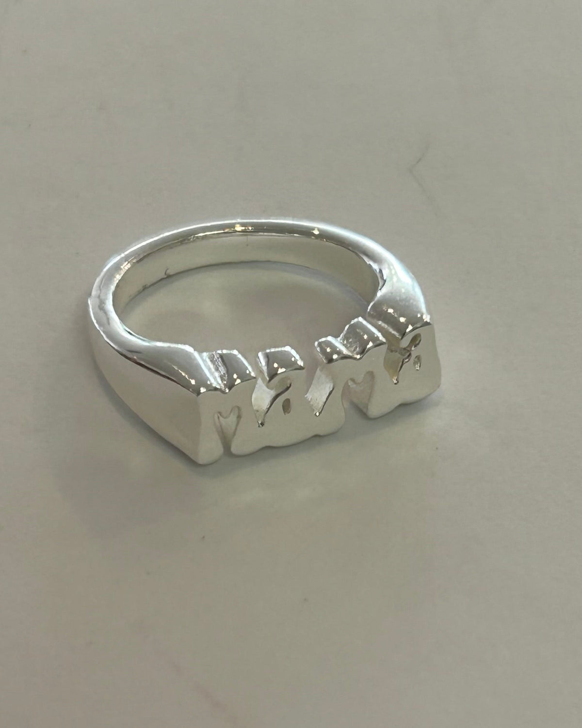 High-Polish Sculptural "MAMA" Silhouette Ring