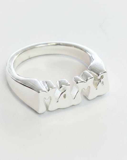 High-Polish Sculptural "MAMA" Silhouette Ring