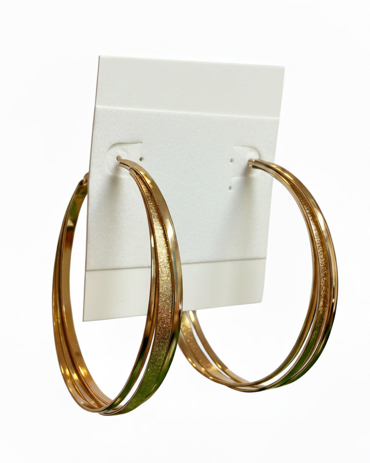 Textured Diamond-Cut Gold Hoop Earrings
