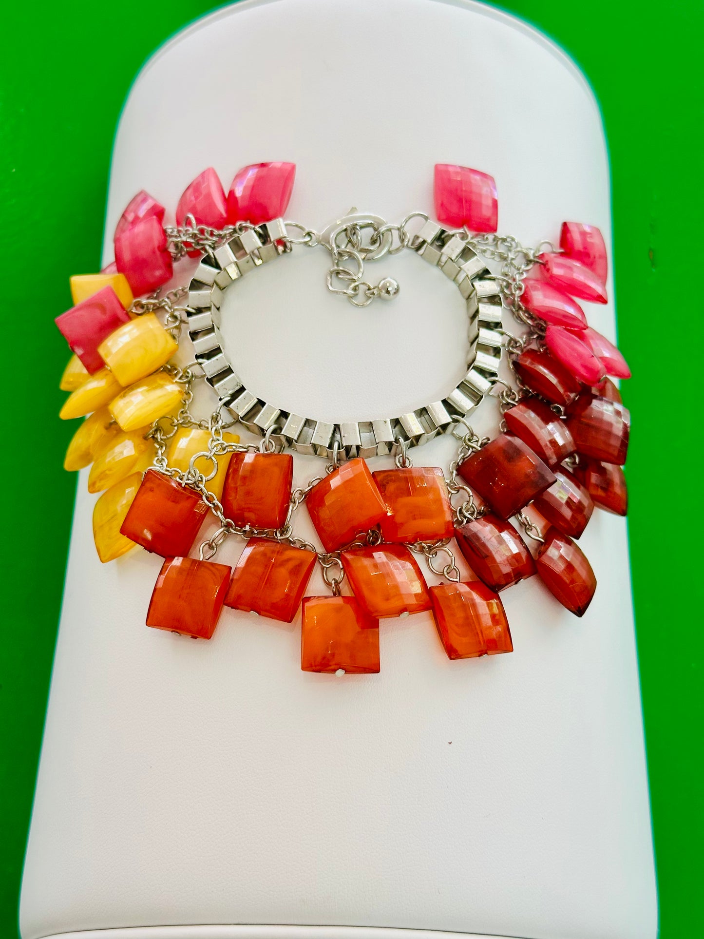 Vintage Sunset Gradient Lucite Cluster Statement Bracelet