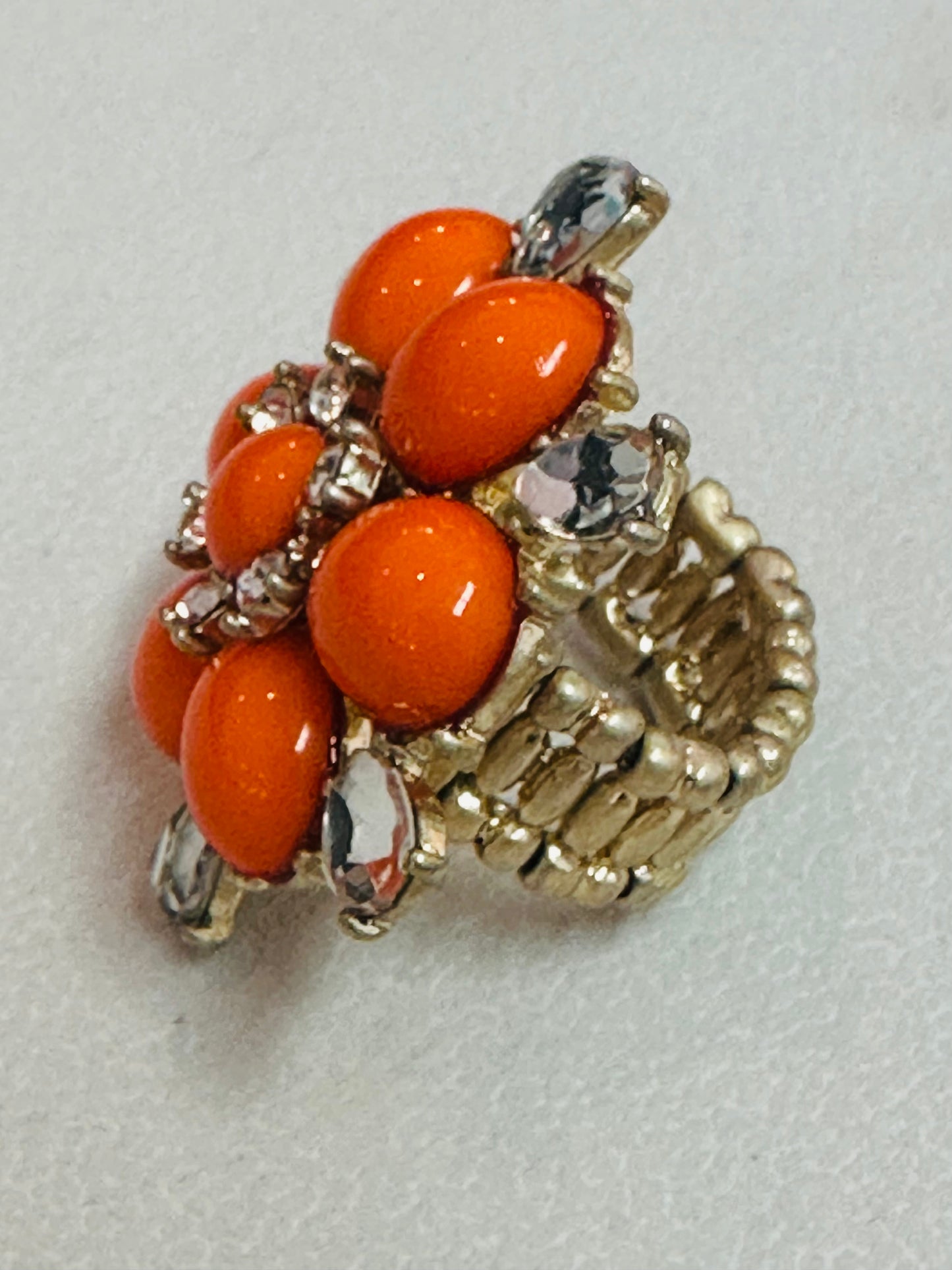 Retro Bloom Orange Stretch Cocktail Ring
