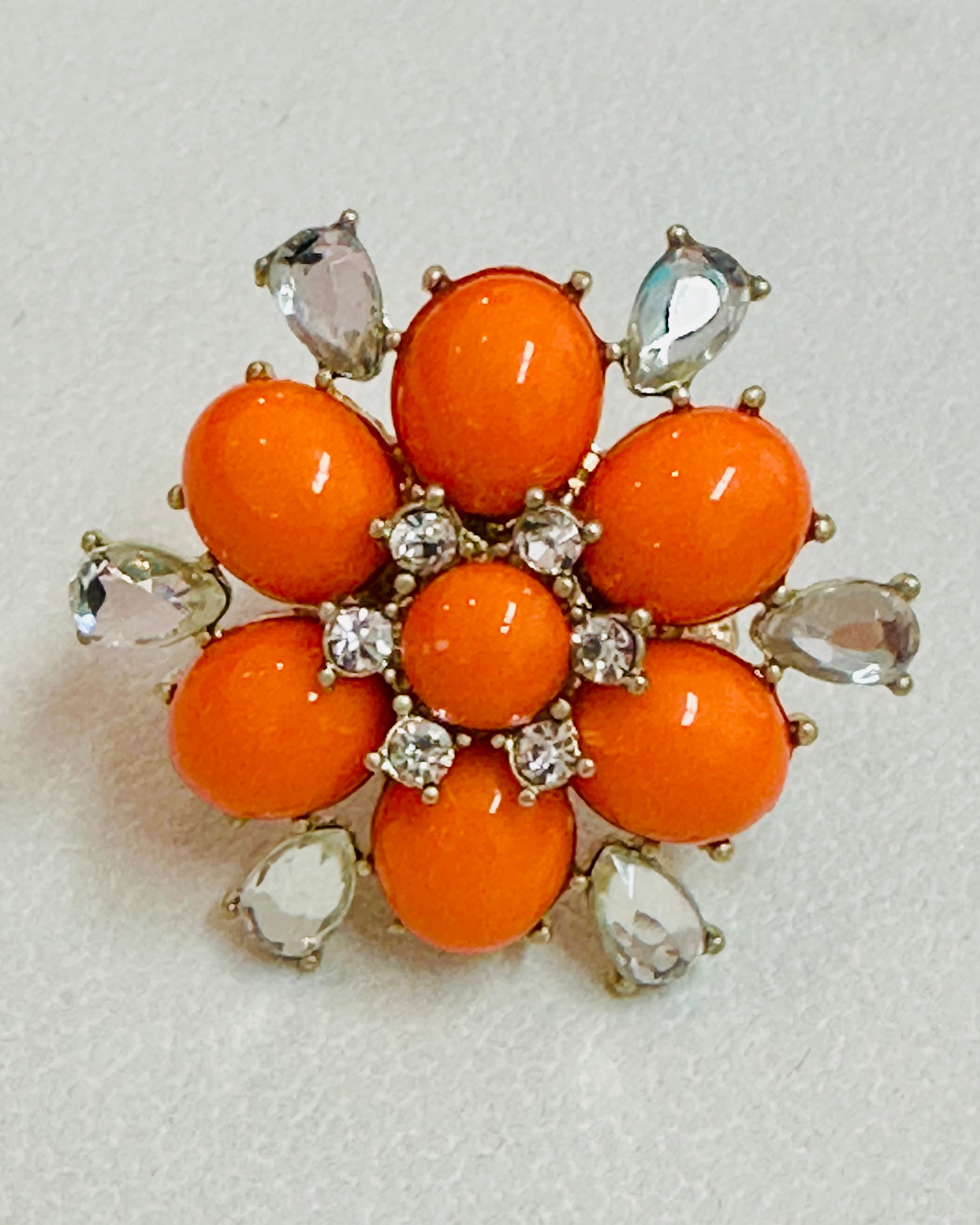 Retro Bloom Orange Stretch Cocktail Ring