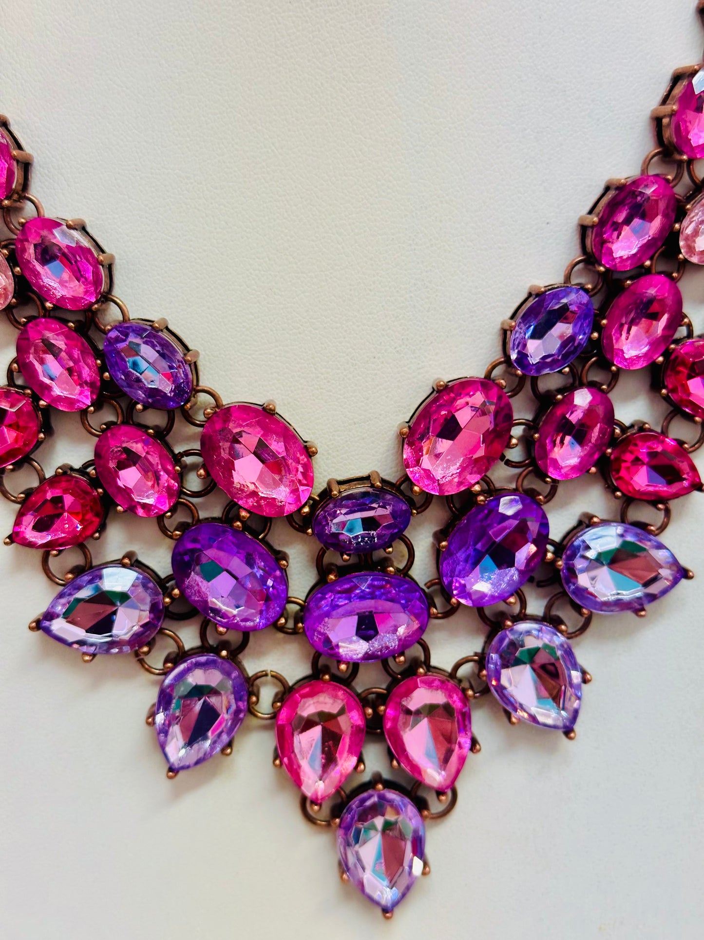 Vintage Glass Teardrop Bib Necklace