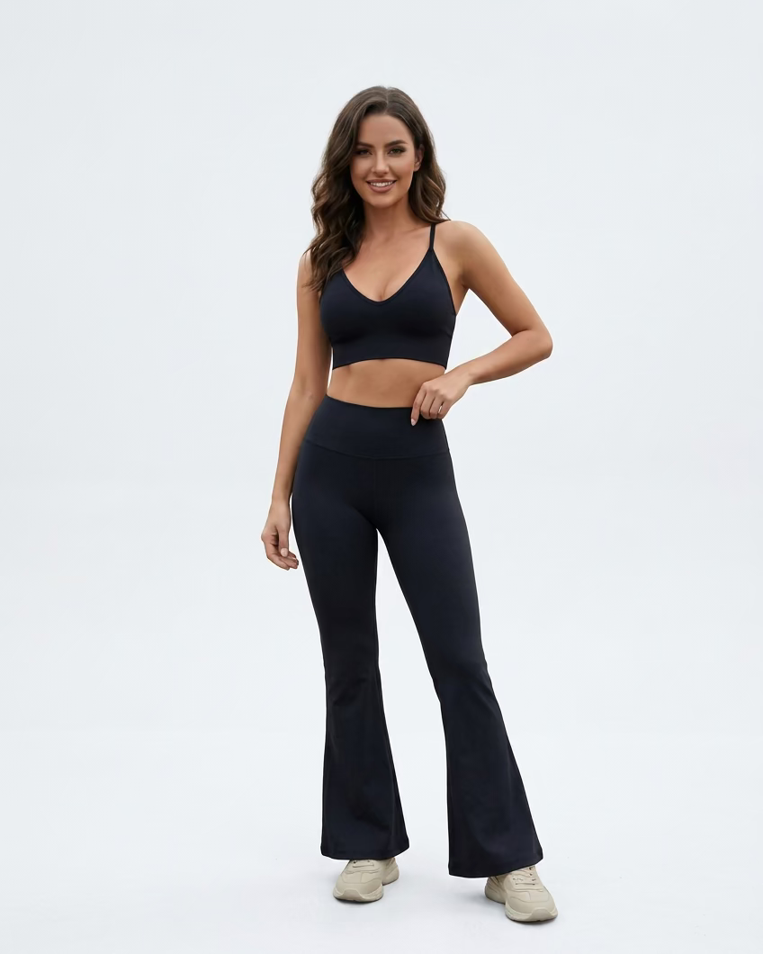 Black Sculpt & Stretch Slim Fit Yoga Exercise Set