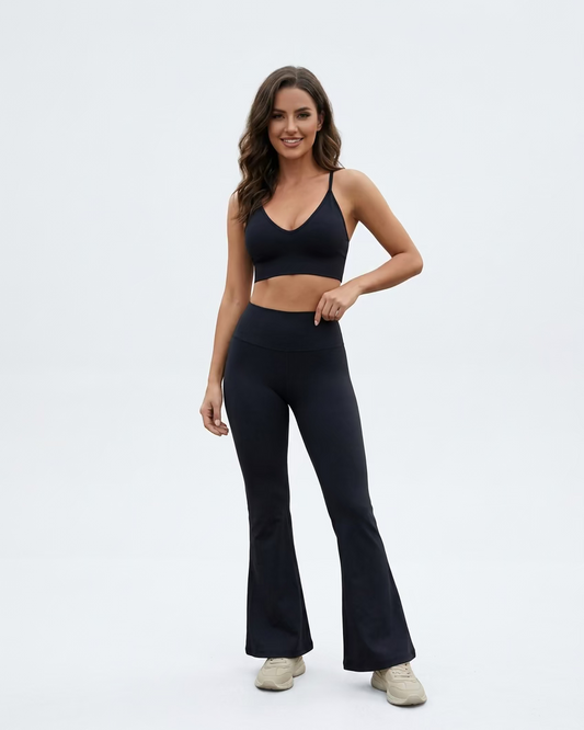 Black Sculpt & Stretch Slim Fit Yoga Exercise Set
