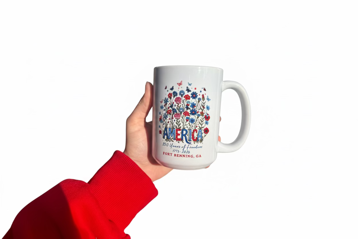 Fort Benning 250 Anniversary America Floral Coffee Mug